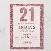 Invitation Rose Gold 21e fête d'anniversaire (Devant / Derrière)