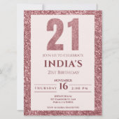 Invitation Rose Gold 21e fête d'anniversaire (Devant)