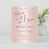 Invitation Rose Gold 21e fête d'anniversaire (Debout devant)