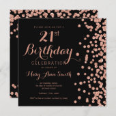Invitation Rose Gold 21ème anniversaire Parties scintillant C (Devant / Derrière)