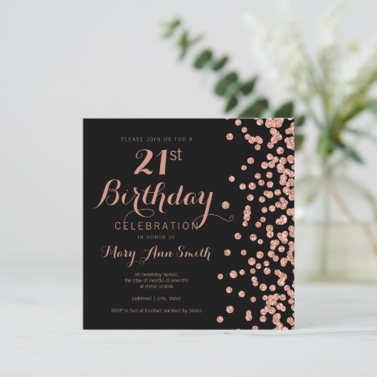 Invitation Rose Gold 21ème anniversaire Parties scintillant C (Debout devant)