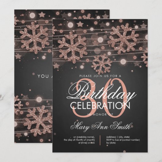 Invitation Rose Gold 30e anniversaire Parties scintillant d'h (Devant / Derrière)