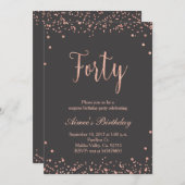 Invitation rose Gold 40th Birthday (Devant / Derrière)