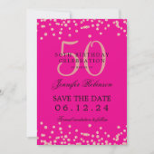 Invitation Rose Gold 50 Anniversaire Date de sauvegarde Confe (Devant)