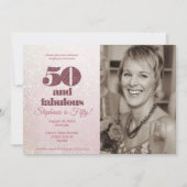 Invitation Rose Gold 50 et fabuleux Elégant Cinquante Anniver (Devant)