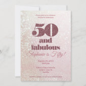 Invitation Rose Gold 50 et fabuleux Elégant Cinquante Anniver (Devant)