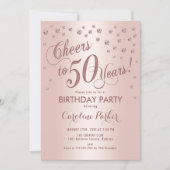 Invitation Rose Gold 50e fête d'anniversaire (Devant)