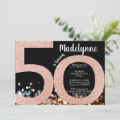Invitation Rose Gold 50th Birthday - Femme 50th (Debout devant)