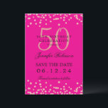 Invitation Rose Gold 50th Birthday Party Save Date Hot Rose<br><div class="desc">Elégant design "50th Birthday Party" avec faux confettis de parties scintillant & détails texte. Facile à utiliser et facile à personnaliser. Commandez aujourd'hui !</div>