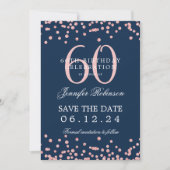 Invitation Rose Gold 60 Anniversaire Date de sauvegarde Confe (Devant)