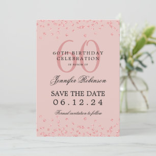 Invitation Rose Gold 60e anniversaire Date de sauvegarde Conf