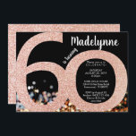 Invitation Rose Gold 60th Birthday - 60th Female<br><div class="desc">Invitation Rose Gold 60th Birthday Invitation. Invitation vos invités avec élégance avec cette invitation unique.</div>