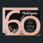 Invitation Rose Gold 60th Birthday - 60th Female<br><div class="desc">Invitation Rose Gold 60th Birthday Invitation. Invitation vos invités avec élégance avec cette invitation unique.</div>