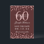 Invitation Rose Gold 60th Birthday Enregistrer la date Bourgo<br><div class="desc">Elégant design "60th Birthday Party" avec faux confettis de parties scintillant & détails texte. Facile à utiliser et facile à personnaliser. Commandez aujourd'hui !</div>