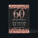 Invitation Rose Gold 60th Birthday Party Enregistrer la date<br><div class="desc">Elégant design "60th Birthday Party" avec aurores dorées Rose et nom personnalisé et texte de détails. Facile à utiliser et facile à personnaliser. Commandez aujourd'hui !</div>