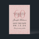 Invitation Rose Gold 60th Birthday Save Date Détails Blush<br><div class="desc">Elégant design "60th Birthday Party" avec faux confettis de parties scintillant & détails texte. Facile à utiliser et facile à personnaliser. Commandez aujourd'hui !</div>