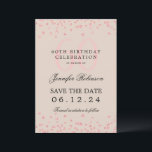 Invitation Rose Gold 60th Birthday Save the Date Champagne<br><div class="desc">Elégant design "60th Birthday Party" avec faux confettis de parties scintillant & détails texte. Facile à utiliser et facile à personnaliser. Commandez aujourd'hui !</div>