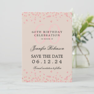 Invitation Rose Gold 60th Birthday Save the Date Champagne