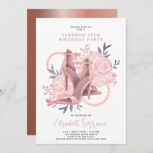 Invitation Rose Gold 70e anniversaire Surprise (Devant / Derrière)