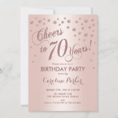 Invitation Rose Gold 70e fête d'anniversaire (Devant)