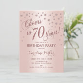 Invitation Rose Gold 70e fête d'anniversaire (Debout devant)