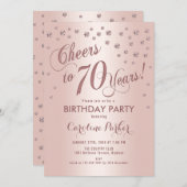 Invitation Rose Gold 70e fête d'anniversaire (Devant / Derrière)