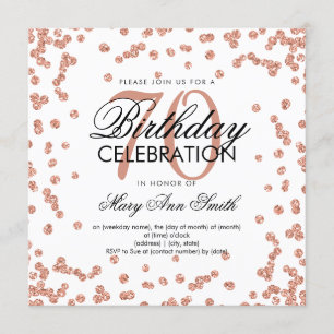 Invitation Rose Gold 70th Birthday Elegant Parties scintillan