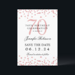 Invitation Rose Gold 70th Birthday Enregistrer la date Détail<br><div class="desc">Elégant design "70th Birthday Party" avec faux confettis de parties scintillant & détails texte. Facile à utiliser et facile à personnaliser. Commandez aujourd'hui !</div>