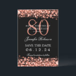 Invitation Rose Gold 80th Birthday Enregistrer la date avec l<br><div class="desc">Elégant design "80th Birthday Party" avec aurores dorées Rose et nom personnalisé et texte de détails. Facile à utiliser et facile à personnaliser. Commandez aujourd'hui !</div>