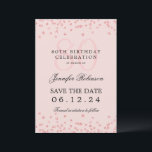 Invitation Rose Gold 80th Birthday Save Date Détails Blush<br><div class="desc">Elégant design "70th Birthday Party" avec faux confettis de parties scintillant & détails texte. Facile à utiliser et facile à personnaliser. Commandez aujourd'hui !</div>