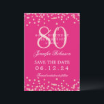 Invitation Rose Gold 80th Birthday Save Date Détails Hot Pink<br><div class="desc">Elégant design "70th Birthday Party" avec faux confettis de parties scintillant & détails texte. Facile à utiliser et facile à personnaliser. Commandez aujourd'hui !</div>