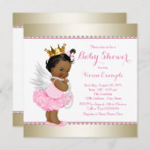 Invitation Rose Gold Angel bébé fille douche (Devant / Derrière)