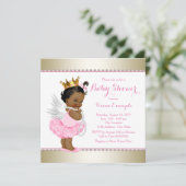 Invitation Rose Gold Angel bébé fille douche (Debout devant)