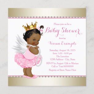 Invitation Rose Gold Angel bébé fille douche