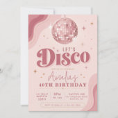 Invitation Rose Gold Anniversaire Rétro Disco (Devant)