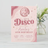Invitation Rose Gold Anniversaire Rétro Disco (Debout devant)