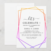 Invitation Rose Gold Aquarelle Géométrique Fêtons (Devant / Derrière)