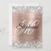 Invitation Rose Gold Argent Monogramme Fantaisie 40e Annivers (Dos)