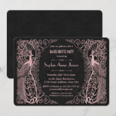 Invitation Rose Gold Art Deco Enterrement de vie de jeune fil (Devant / Derrière)