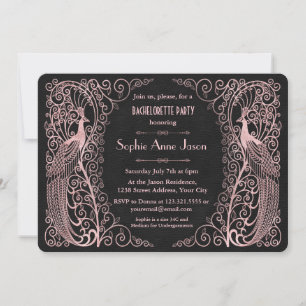 Invitation Rose Gold Art Deco Enterrement de vie de jeune fil
