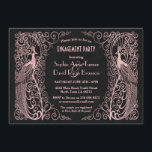 Invitation Rose Gold Art Déco Peacock<br><div class="desc">Design unique avec un mélange de paons d'art déco d'or imitation rose de style ancien et une approche graphique audacieuse et moderne, sur un arrière - plan texturé noir. Utilisez l'outil Personnaliser pour ajouter vos informations. Pour les articles correspondants, visitez, s'il vous plaît, ma collection Rose Gold Art Déco Peacocks....</div>