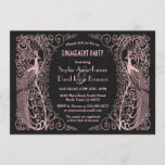 Invitation Rose Gold Art Déco Peacock<br><div class="desc">Design unique avec un mélange de paons d'art déco d'or imitation rose de style ancien et une approche graphique audacieuse et moderne, sur un arrière - plan texturé noir. Utilisez l'outil Personnaliser pour ajouter vos informations. Pour les articles correspondants, visitez, s'il vous plaît, ma collection Rose Gold Art Déco Peacocks....</div>