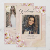 Invitation Rose Gold Azalea Graduation (Devant / Derrière)
