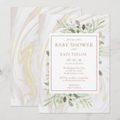 Invitation Rose Gold Baby Girl Douche | Saupoudrer (Devant / Derrière)