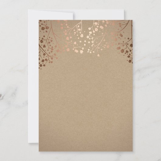 Invitation Rose Gold Baby's Breath Fleurs de Mariage Annivers (Dos)