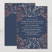 Invitation Rose Gold Baby's Breath Fleurs Mariage Anniversair (Devant / Derrière)