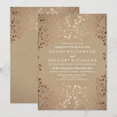 Invitation Rose Gold Baby's Breath Floral Engagement Party (Devant / Derrière)