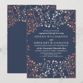Invitation Rose Gold Baby's Breath Floral Engagement Party (Devant / Derrière)