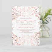 Invitation Rose Gold Baby's Breath Floral Mariage Anniversair (Debout devant)