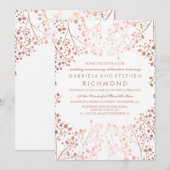 Invitation Rose Gold Baby's Breath Floral Mariage Anniversair (Devant / Derrière)